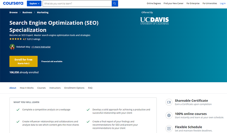 Coursera SEO kursus